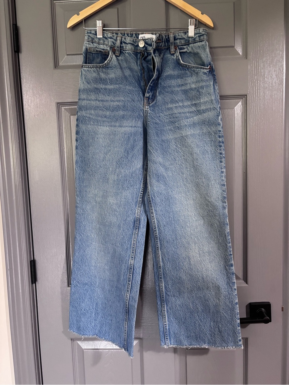 Zara Light Blue Wide-Leg Flare Jeans